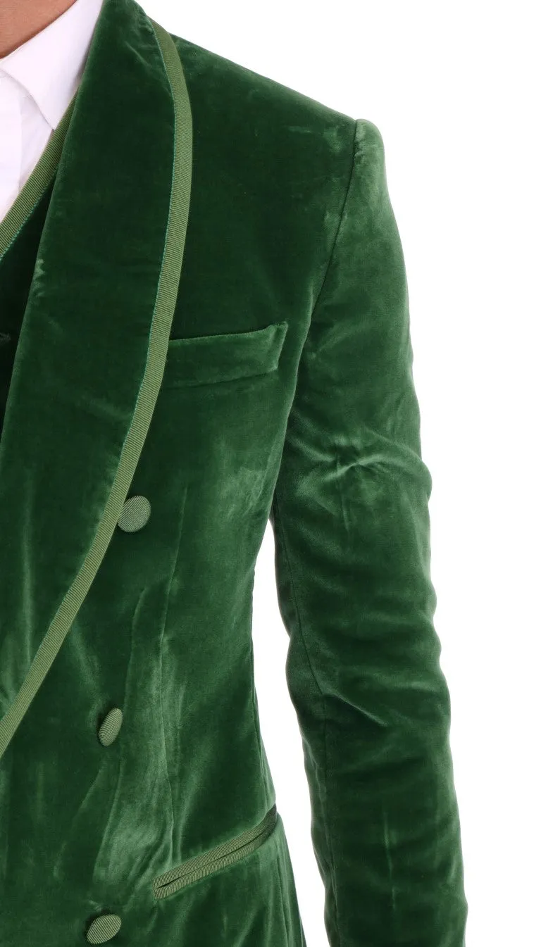 Green Velvet Slim Fit Double Breasted Suit