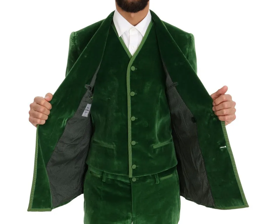Green Velvet Slim Fit Double Breasted Suit