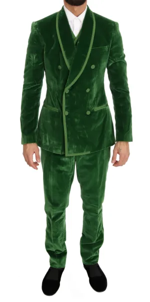 Green Velvet Slim Fit Double Breasted Suit