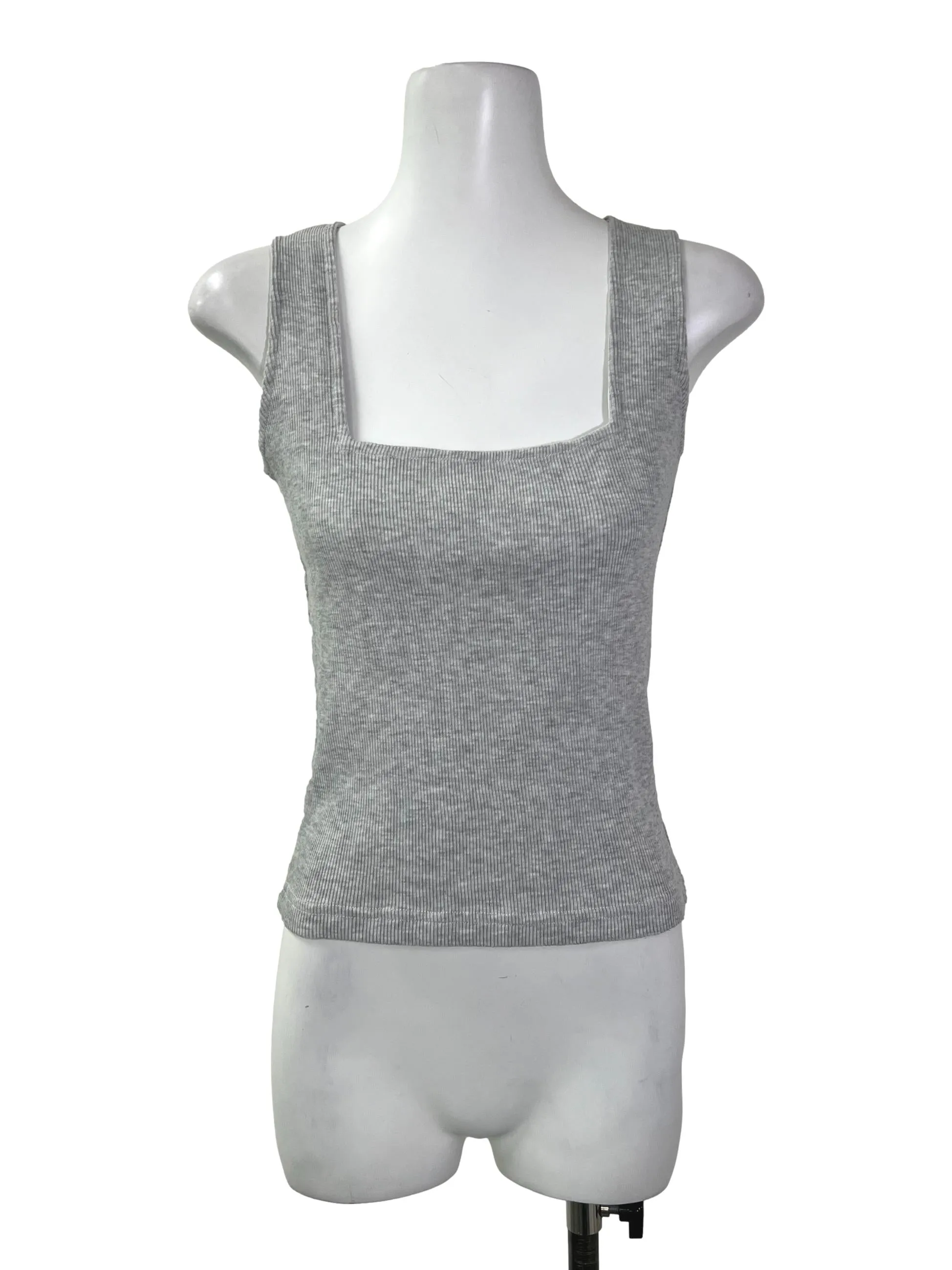 Grey Ribbed Tank Top