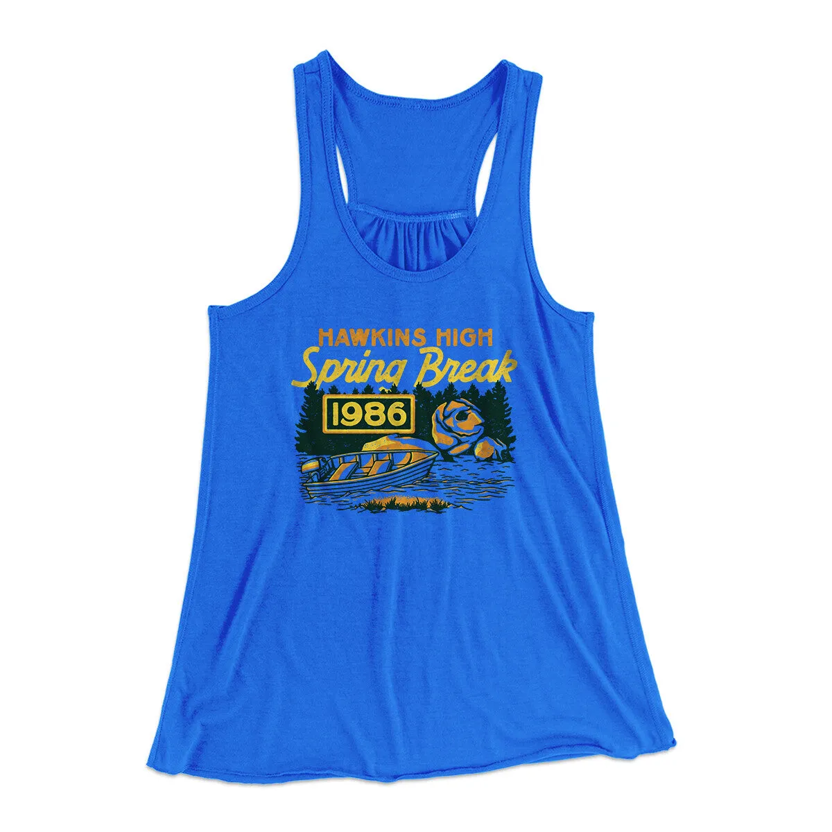 Hawkins Spring Break 1986 Women's Flowey Racerback Tank Top