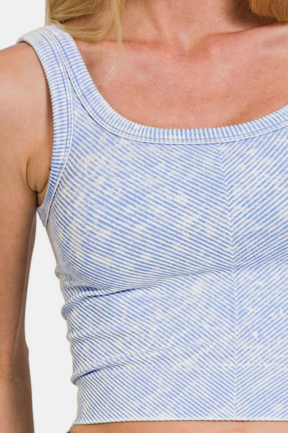 Hazel Blues® |  Zenana Washed Ribbed Scoop Neck Wide Strap Tank