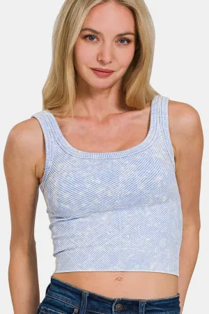 Hazel Blues® |  Zenana Washed Ribbed Scoop Neck Wide Strap Tank