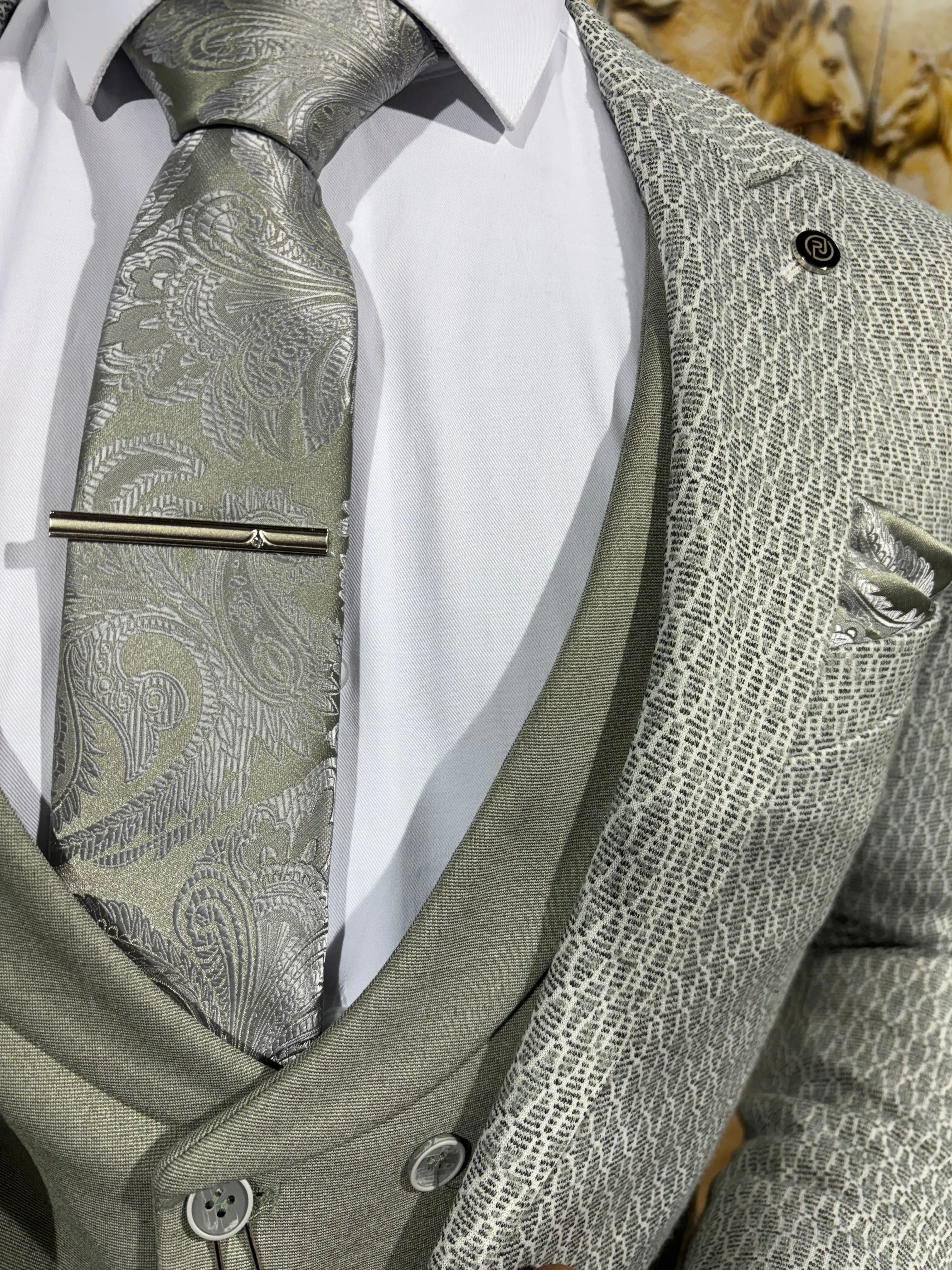 Helsinki - Grey/Sage 3 Piece Suit