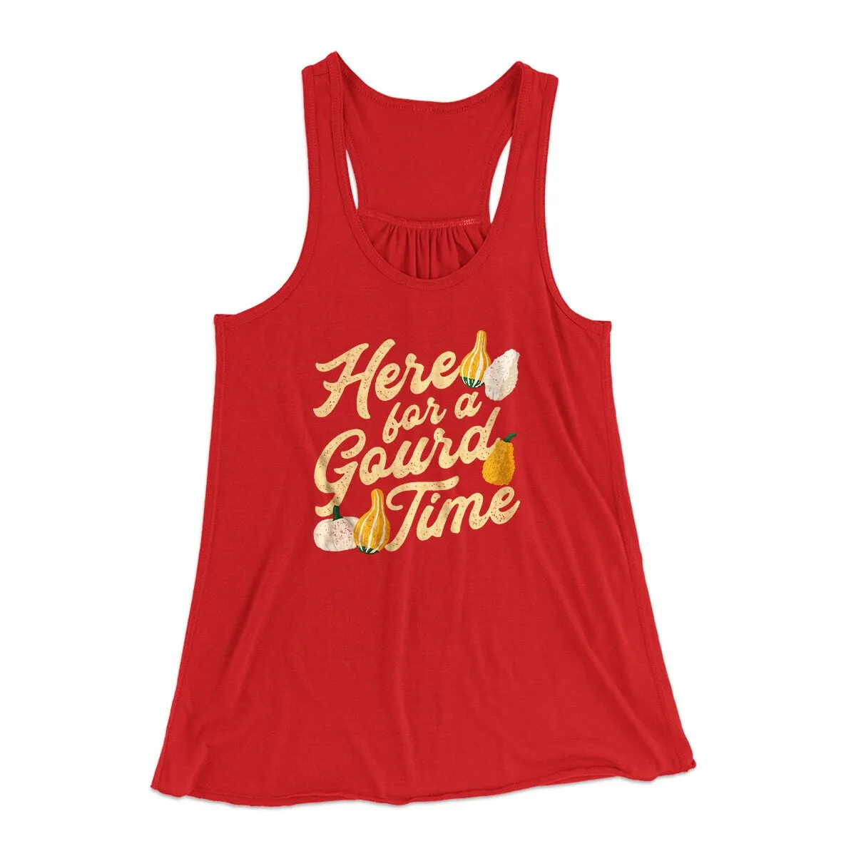 Here For A Gourd Time Funny Thanksgiving Women's Flowey Racerback Tank Top