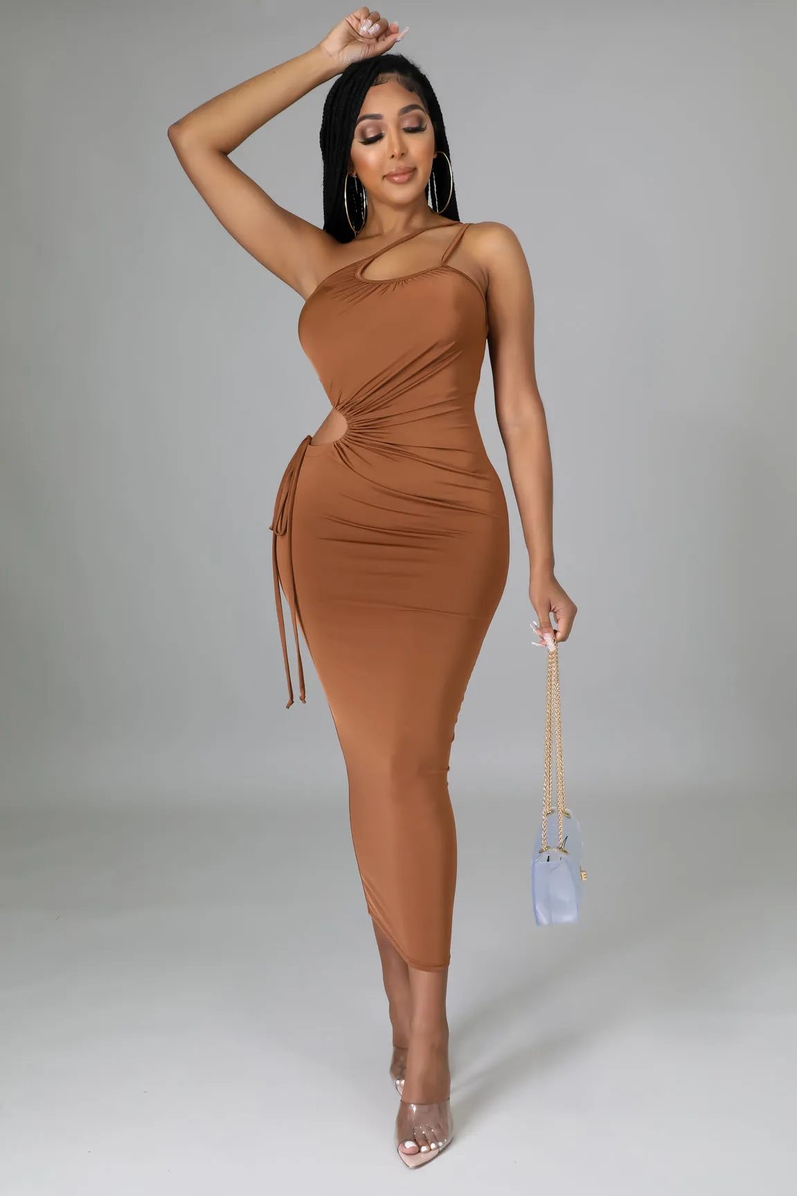 Hot Girl Dress - Cognac