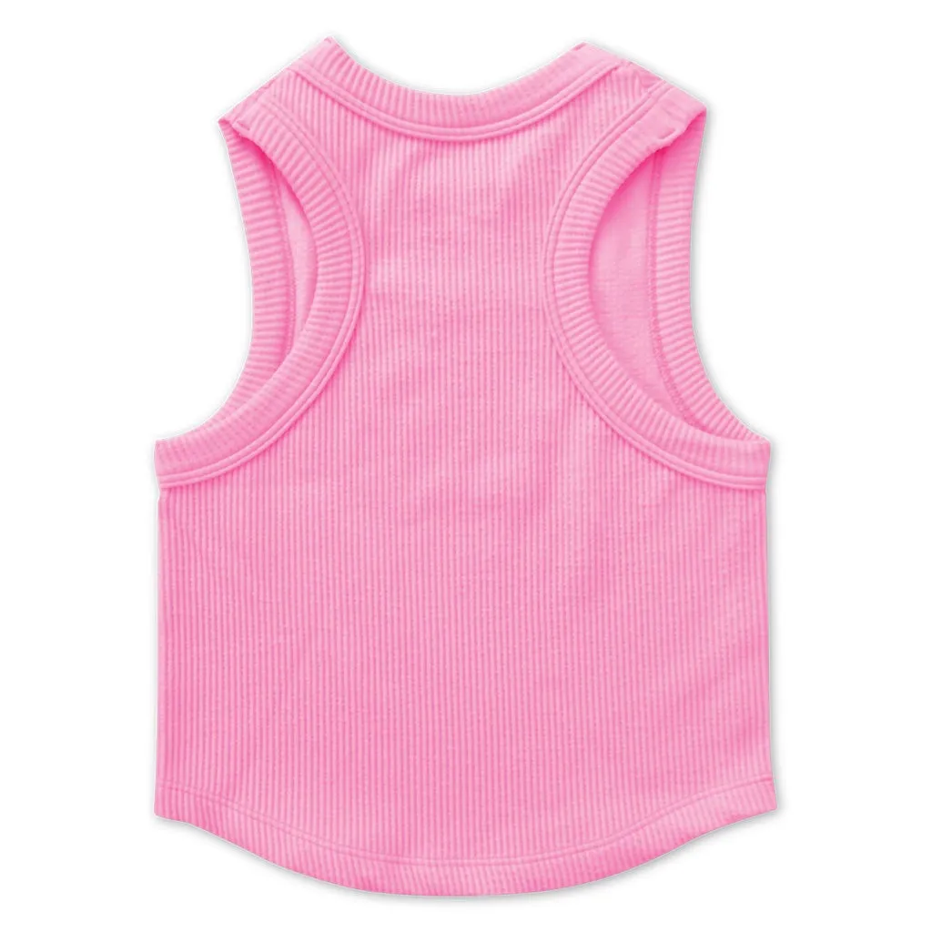 Iscream Cropped Ribbed Racerback Tank Top - Rose