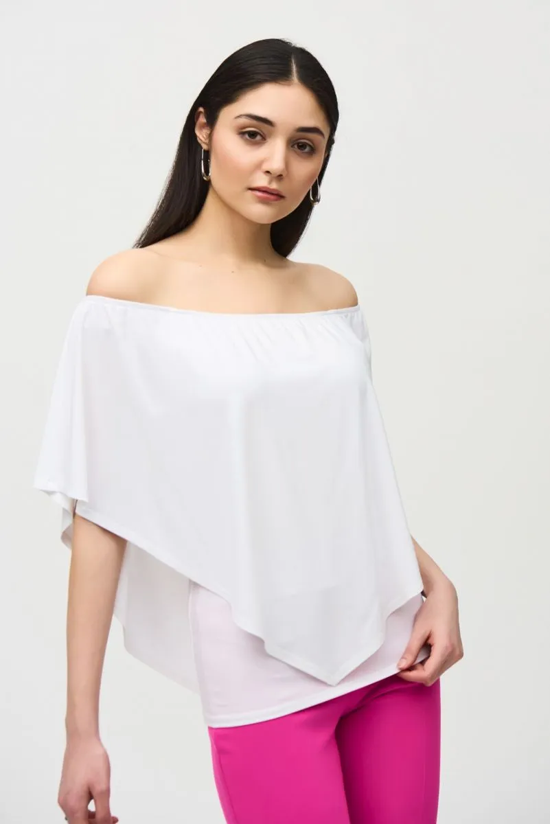 Joseph Ribkoff Layered Shirred Off-Shoulder Lightweight Top 242174