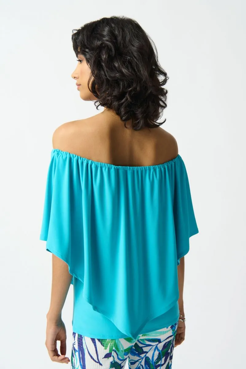 Joseph Ribkoff Layered Shirred Off-Shoulder Lightweight Top 242174