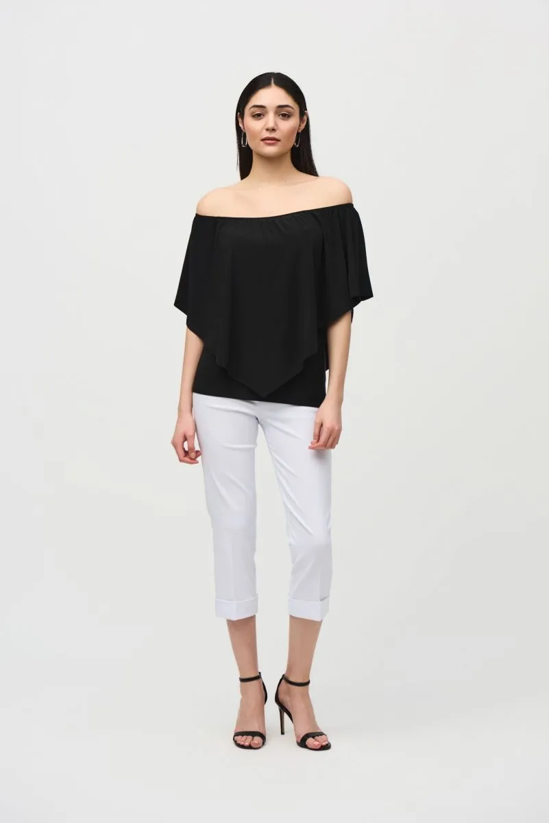 Joseph Ribkoff Layered Shirred Off-Shoulder Lightweight Top 242174