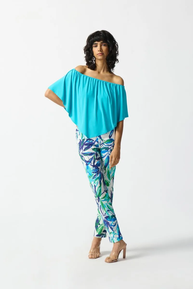 Joseph Ribkoff Layered Shirred Off-Shoulder Lightweight Top 242174