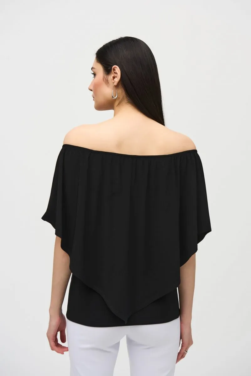 Joseph Ribkoff Layered Shirred Off-Shoulder Lightweight Top 242174