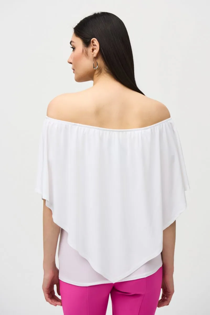 Joseph Ribkoff Layered Shirred Off-Shoulder Lightweight Top 242174