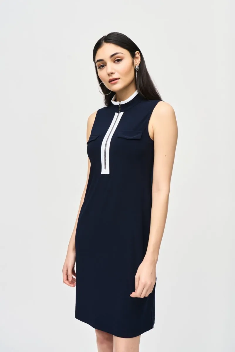 Joseph Ribkoff Striped Zip Front Sleeveless Shift Dress 241208