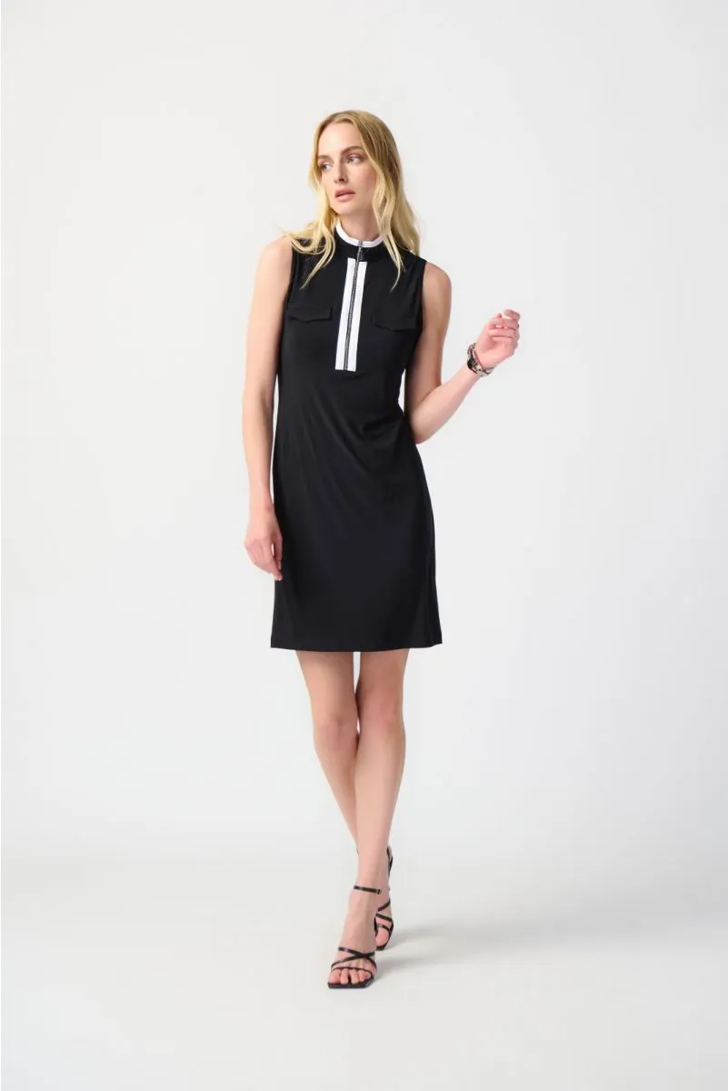 Joseph Ribkoff Striped Zip Front Sleeveless Shift Dress 241208