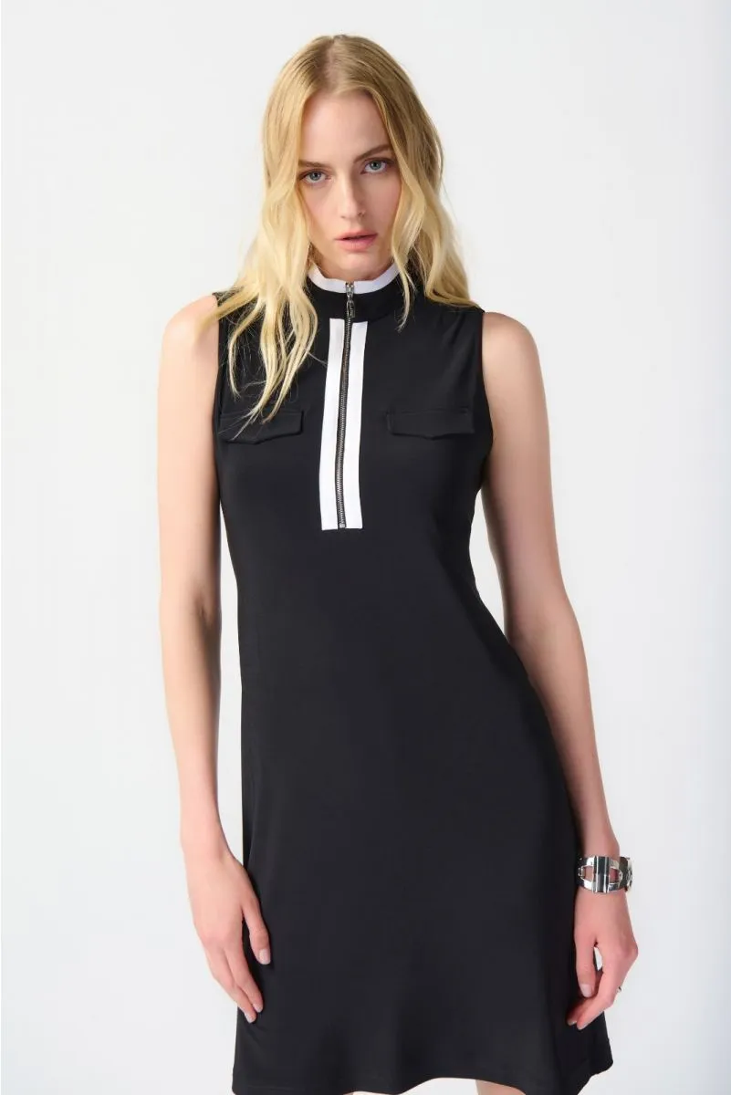 Joseph Ribkoff Striped Zip Front Sleeveless Shift Dress 241208