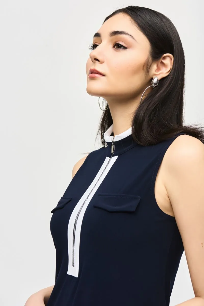 Joseph Ribkoff Striped Zip Front Sleeveless Shift Dress 241208
