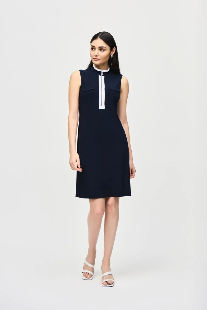 Joseph Ribkoff Striped Zip Front Sleeveless Shift Dress 241208