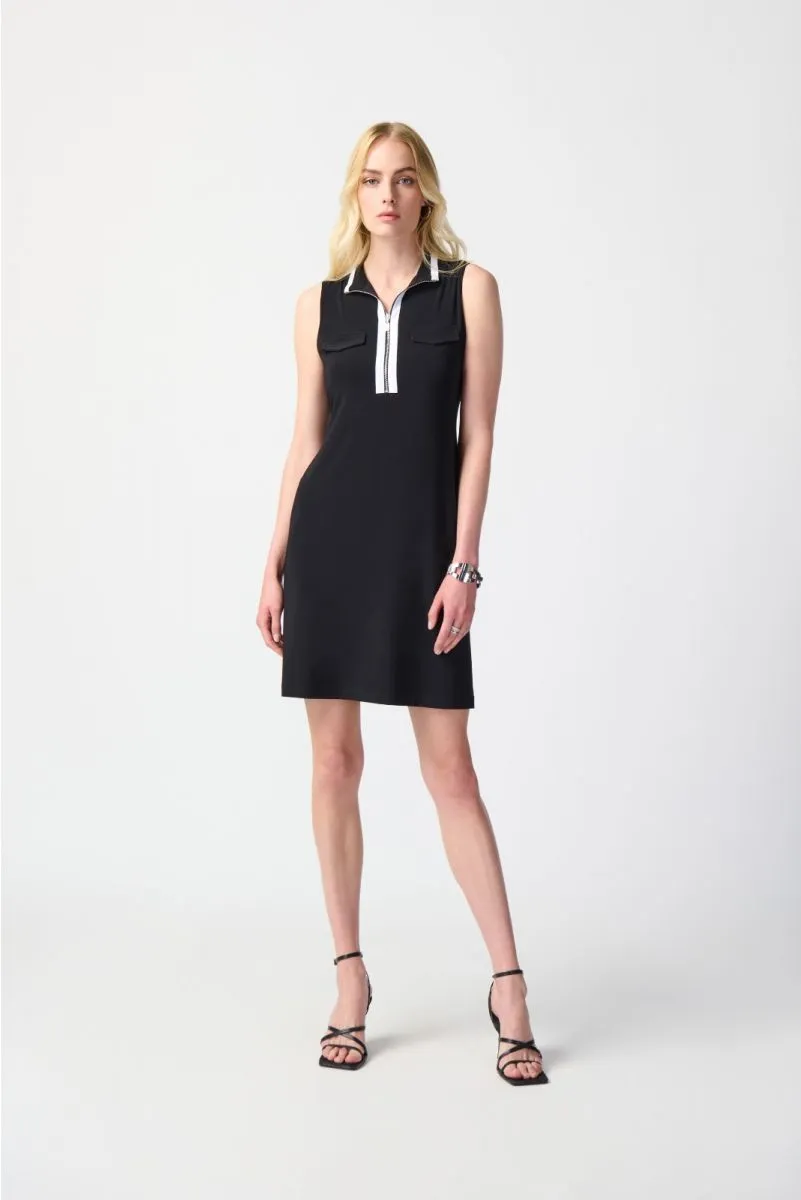 Joseph Ribkoff Striped Zip Front Sleeveless Shift Dress 241208