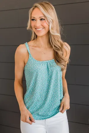 Just A Crush Floral Tank Top- Aqua