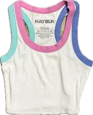 KATIEJ NYC- TWEEN LIVI RIBBED TANK - MULTI TRIM