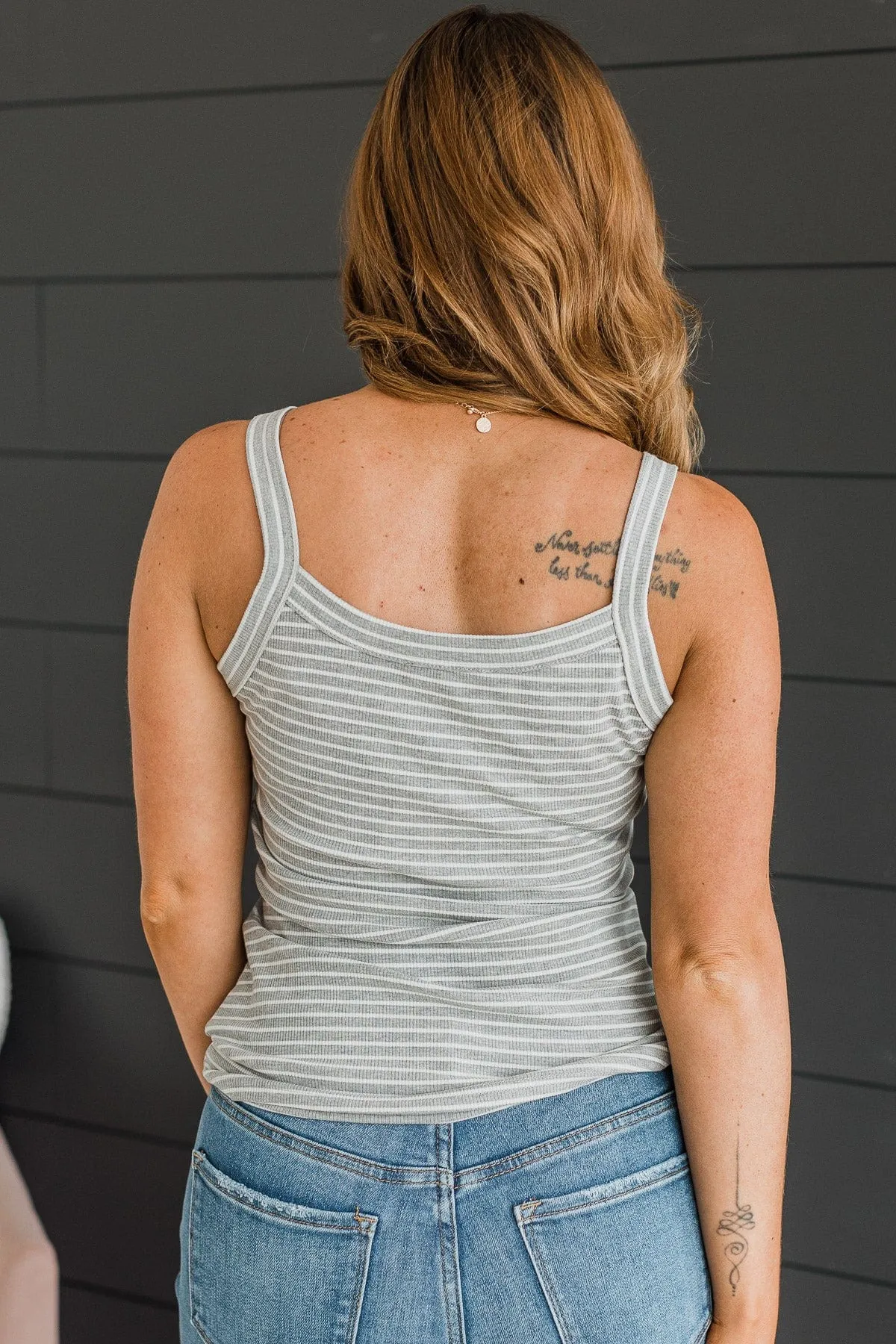 Kind Ways Striped Tank Top- Heather Grey