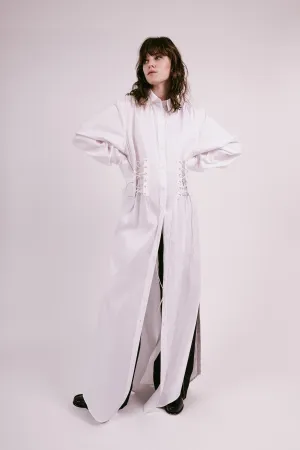 Lace-up Shirt Dress in Organic Cotton