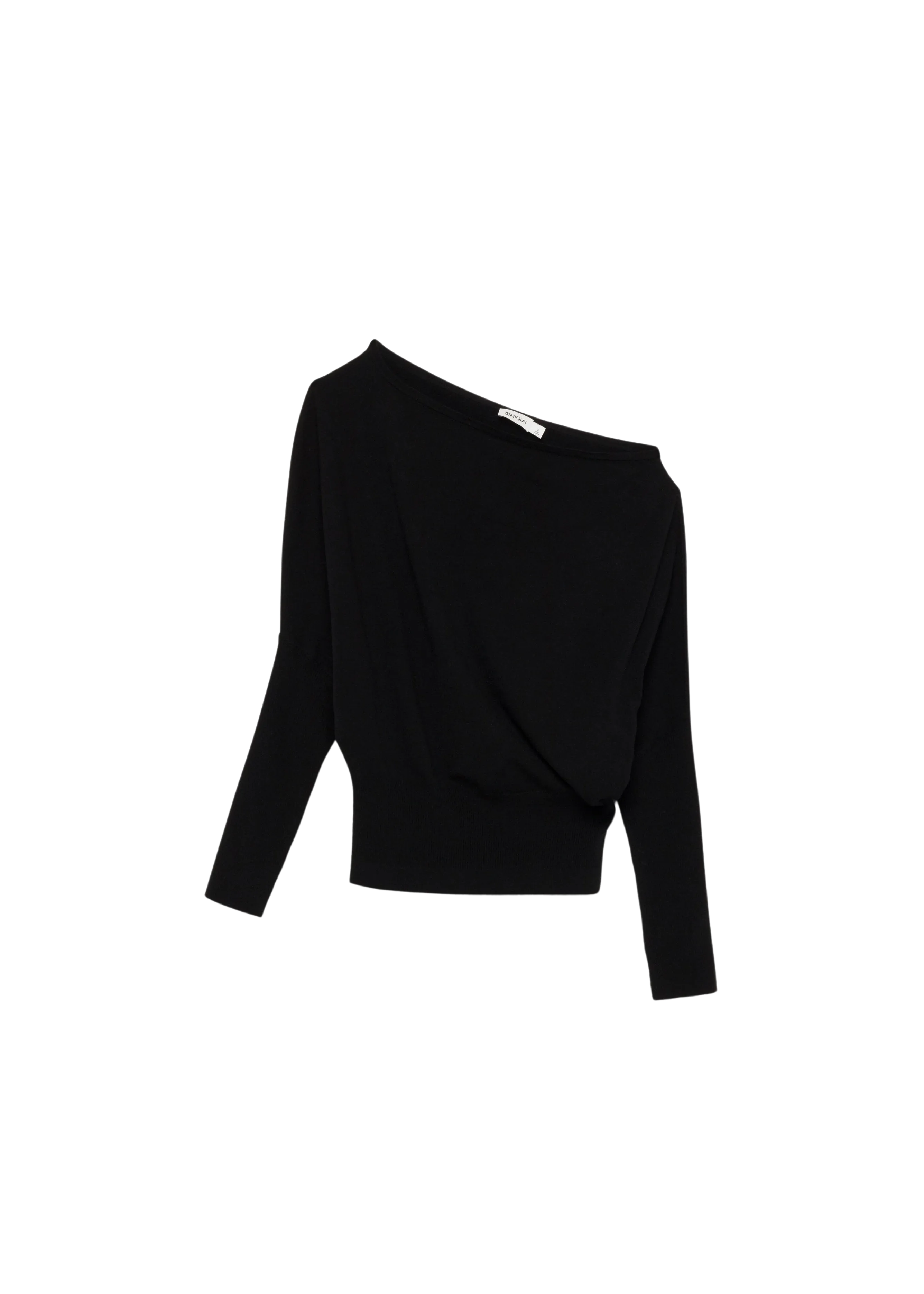 Lavina Draped Off Shoulder Sweater in Black