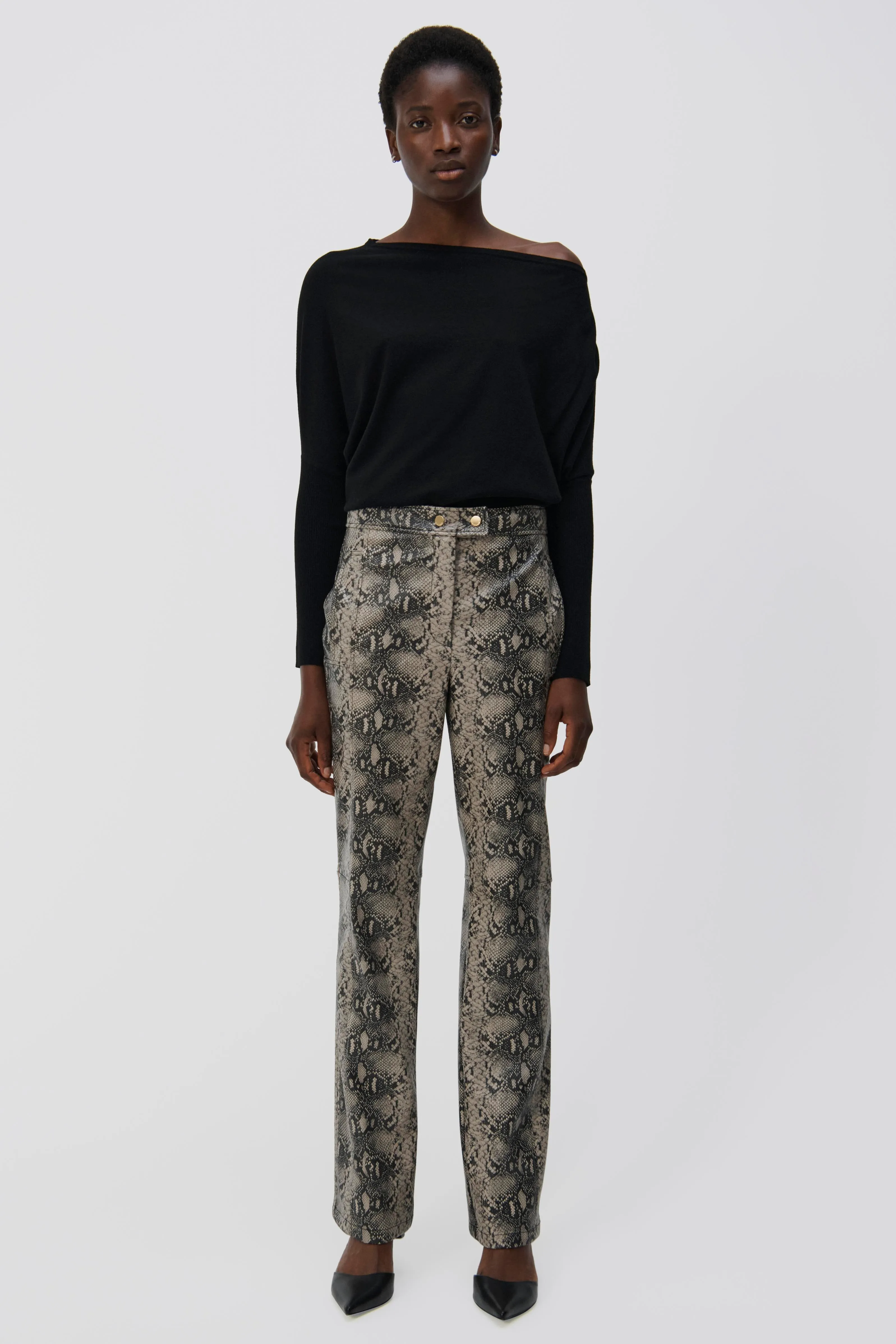 Lavina Draped Off Shoulder Sweater in Black
