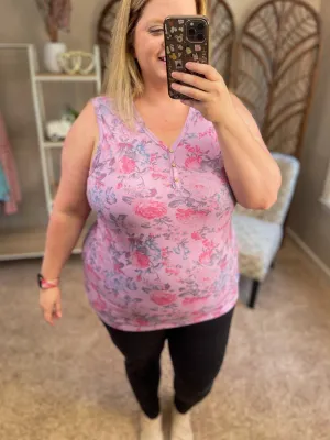 Layer Me Up Ribbed Tank - Purple Floral