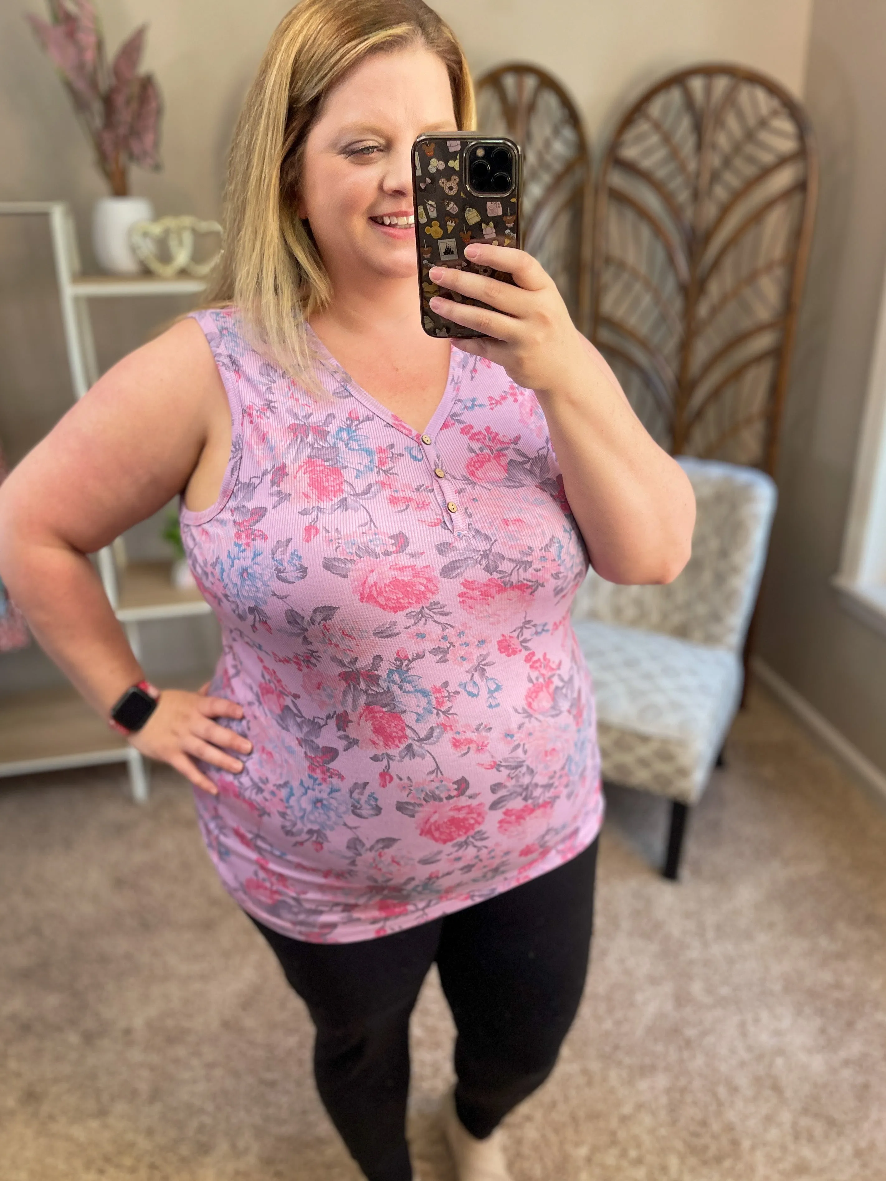 Layer Me Up Ribbed Tank - Purple Floral