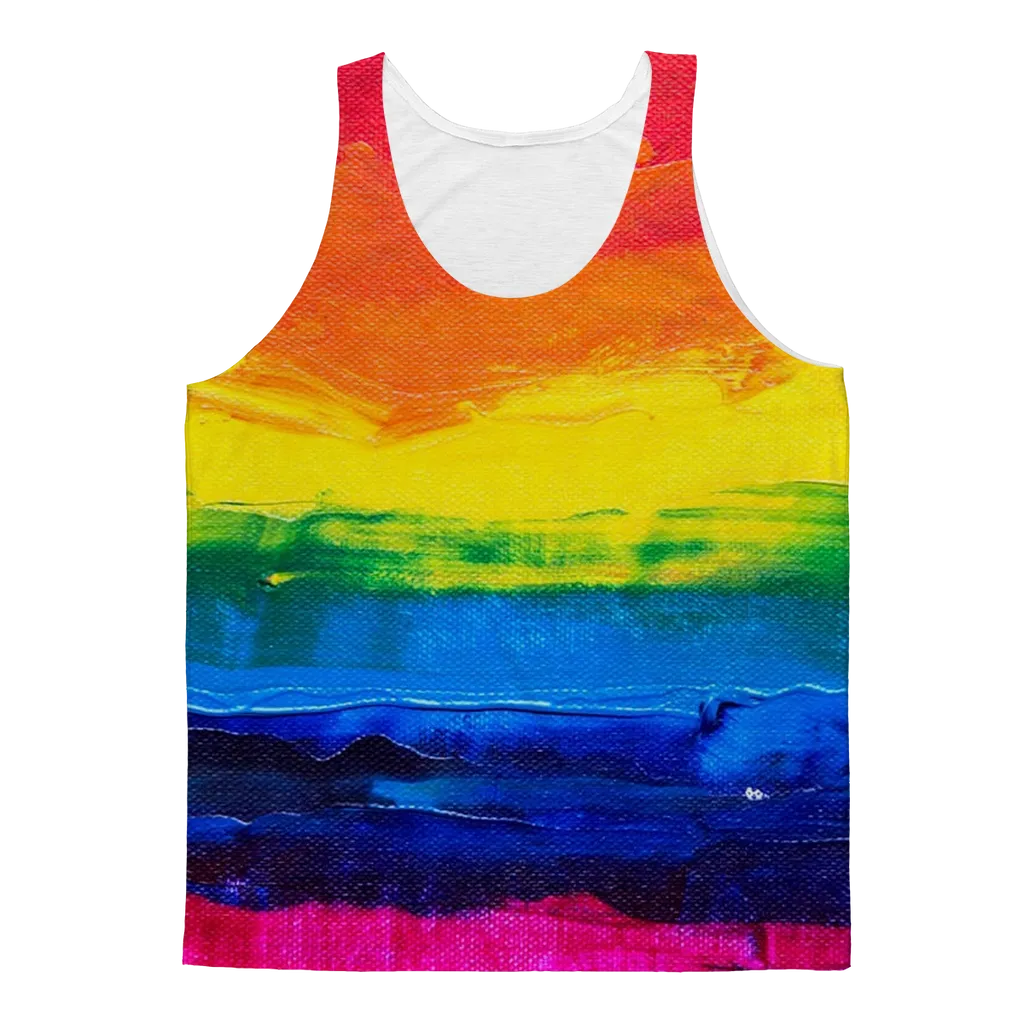 LGBT Pride Rainbow Paint Canvas Adult Tank Top