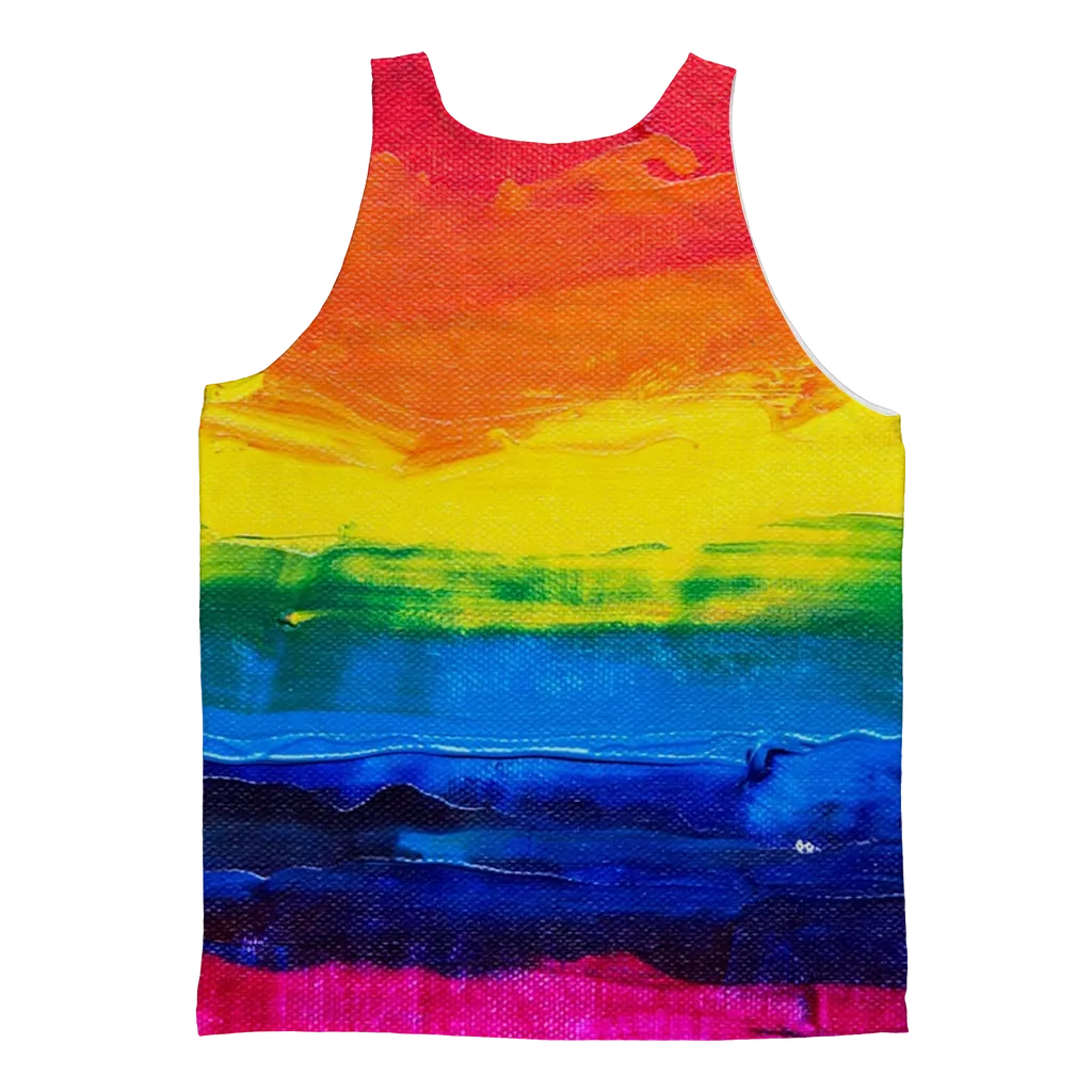 LGBT Pride Rainbow Paint Canvas Adult Tank Top