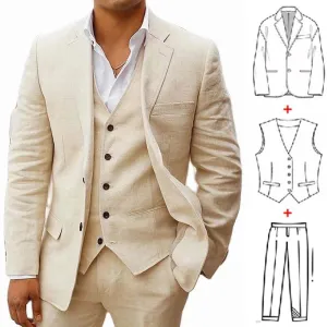 Linen Summer Wedding Suit Set