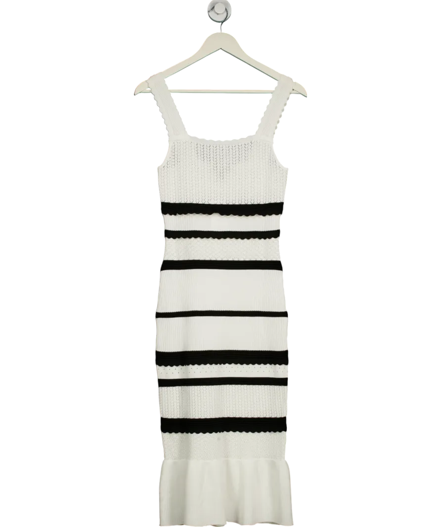 lipsy london White Monochrome Knitted Stretch Bodycon Midi Dress UK 8