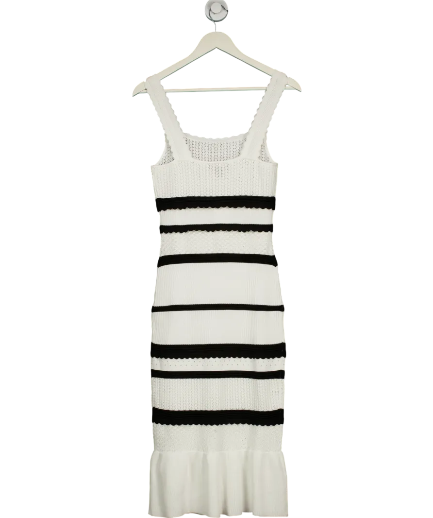 lipsy london White Monochrome Knitted Stretch Bodycon Midi Dress UK 8