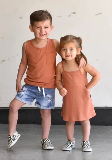 Little Bipsy Ribbed Tank Dress - Burnt Sand