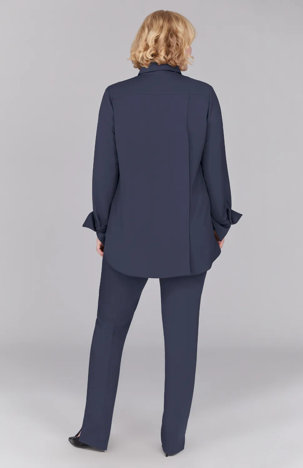 Lustrous Crepe Essential Narrow Leg Pant w/Flat Front, Back Elastic, & Slimmest Fit