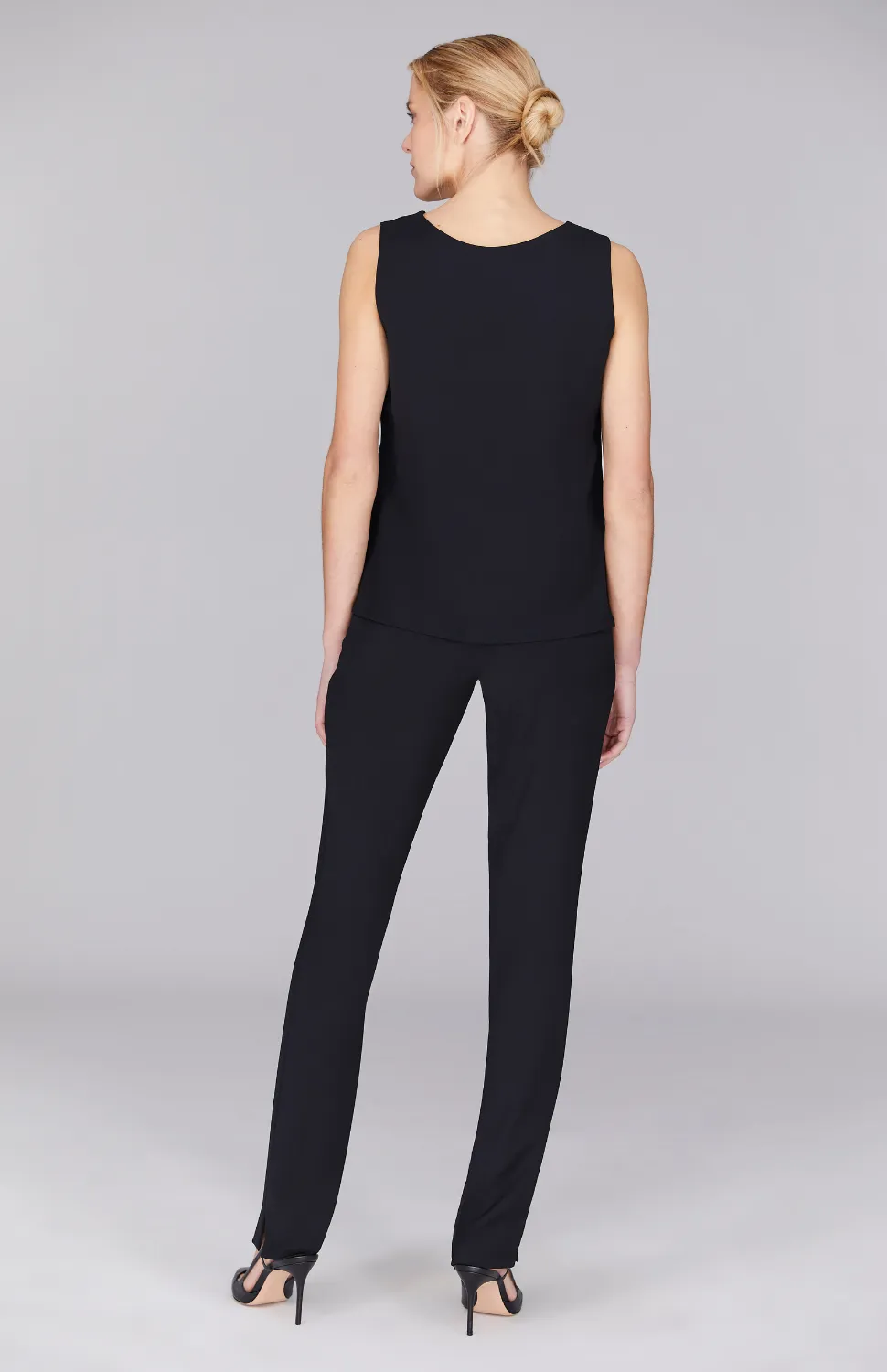 Lustrous Crepe Essential Narrow Leg Pant w/Flat Front, Back Elastic, & Slimmest Fit