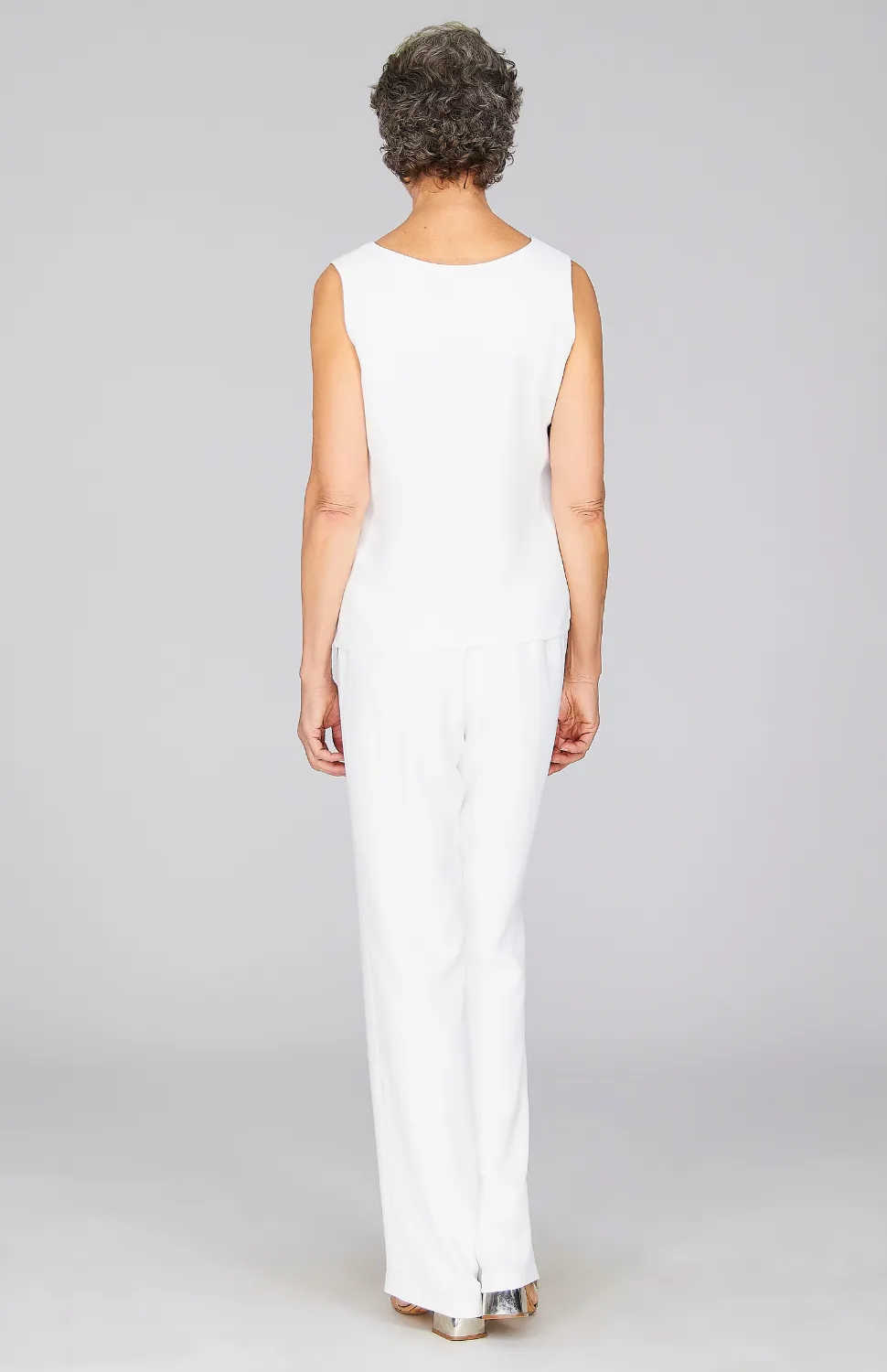 Lustrous Crepe Essential Straight Leg Pant w/Flat Front & Back Elastic