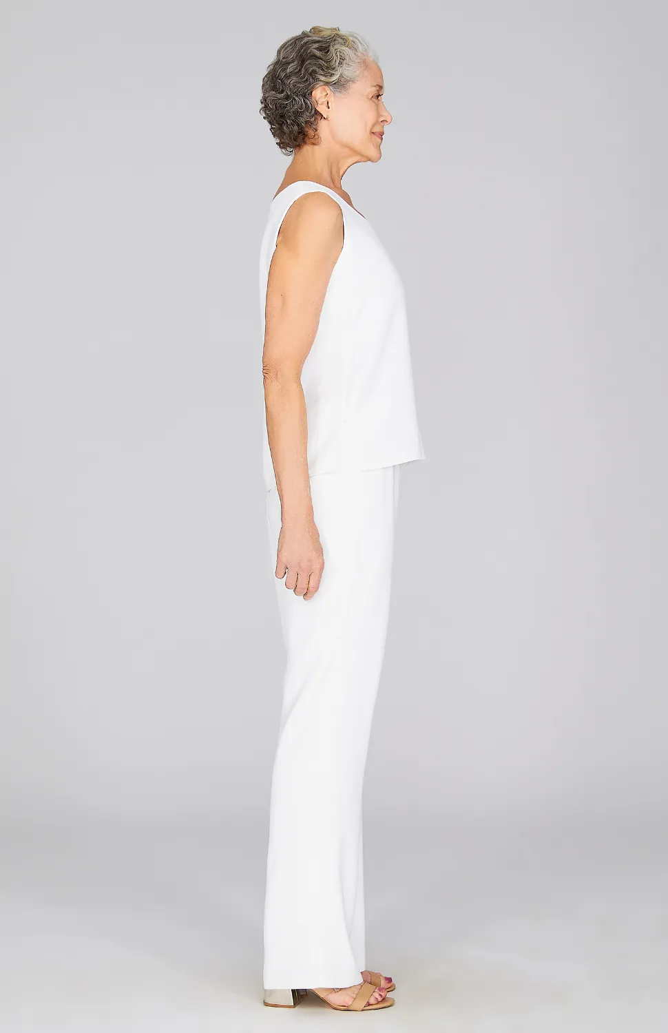 Lustrous Crepe Essential Straight Leg Pant w/Flat Front & Back Elastic