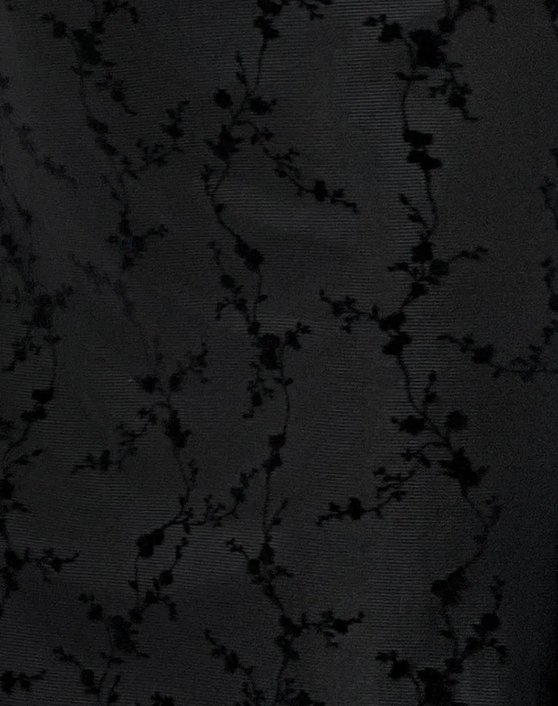 Luth Mini Dress in Vine Flower Black