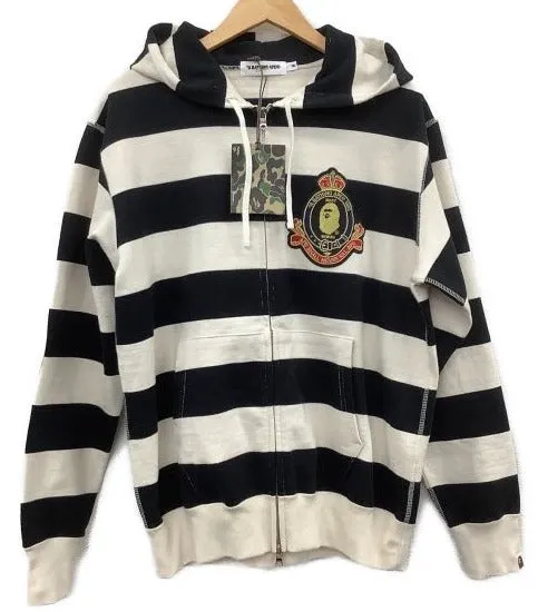 [M] DS!  A Bathing Ape Bape Crest Striped Hoodie