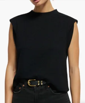 MAE ROLLED SLEEVE TANK IN JET BLACK