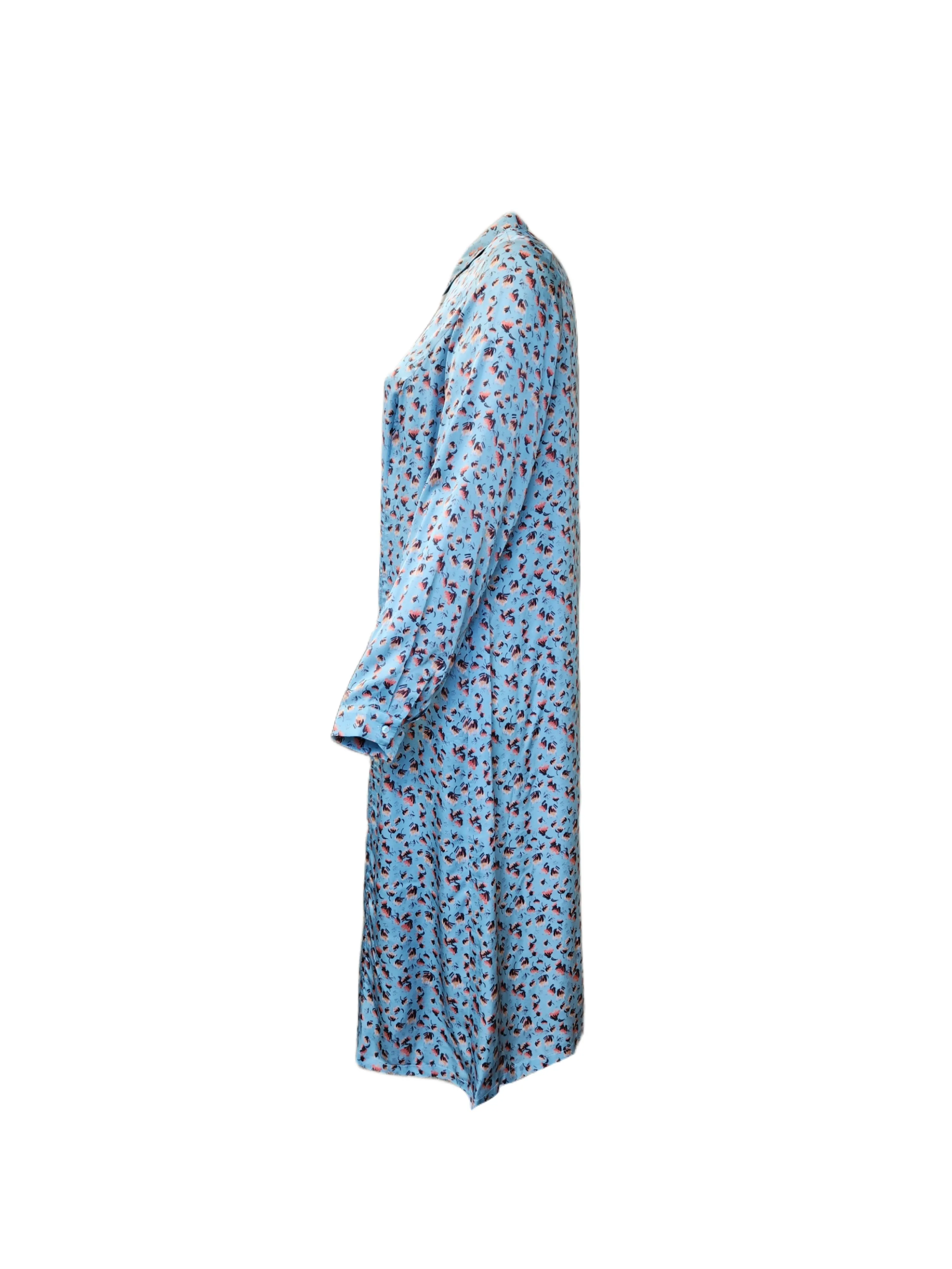 Marina Rinaldi Women's Blue Devon Button Closure Shift Dress NWT