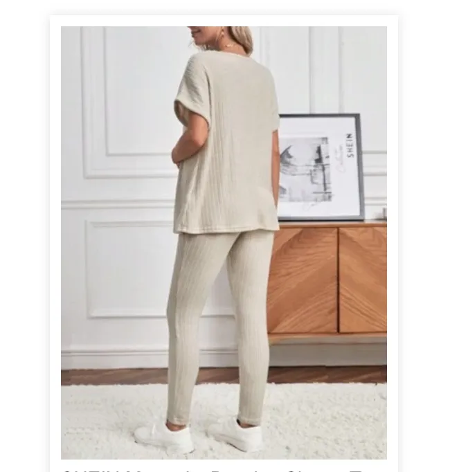 Maternity Batwing Sleeve Tee & Adjustable Waist Leggings