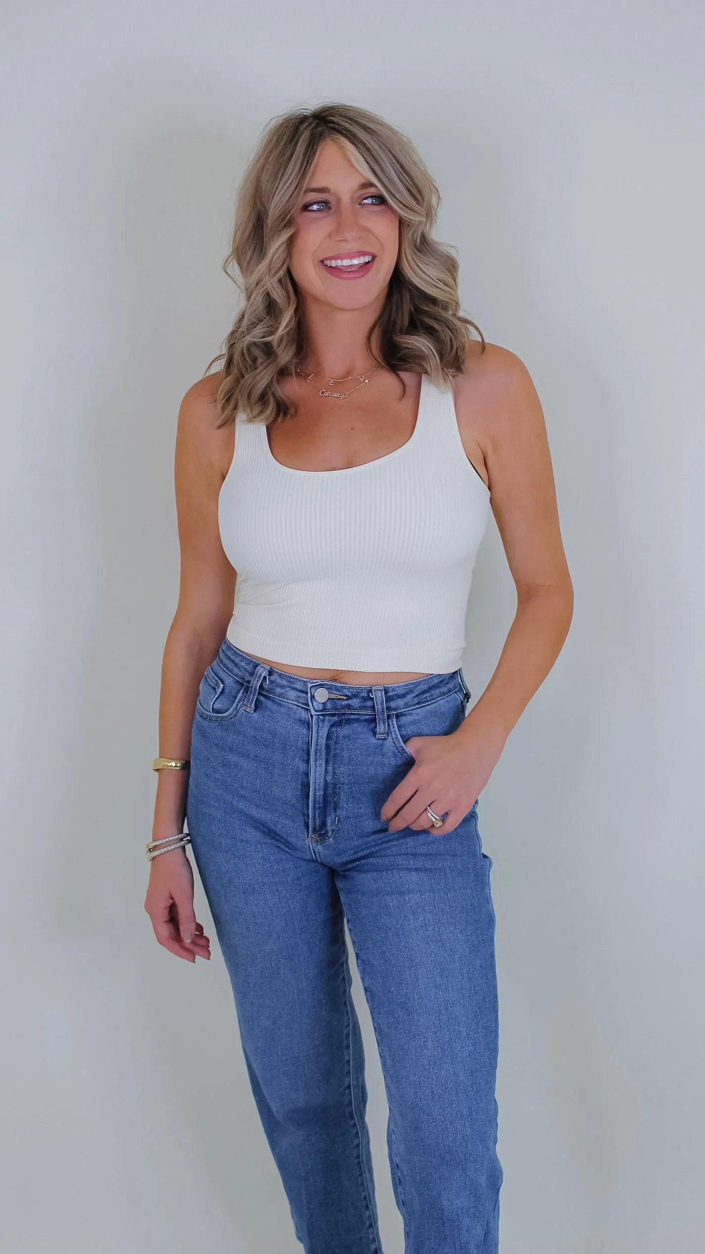 Mave Ribbed Tank - Butter Cream