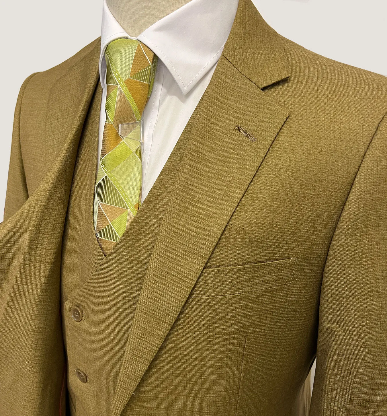 Mazari Modern Fit Vested Suit - Paris Mustard 6100