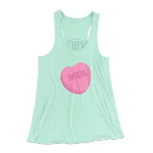 Meh. Candy Heart Funny Women's Flowey Tank Top