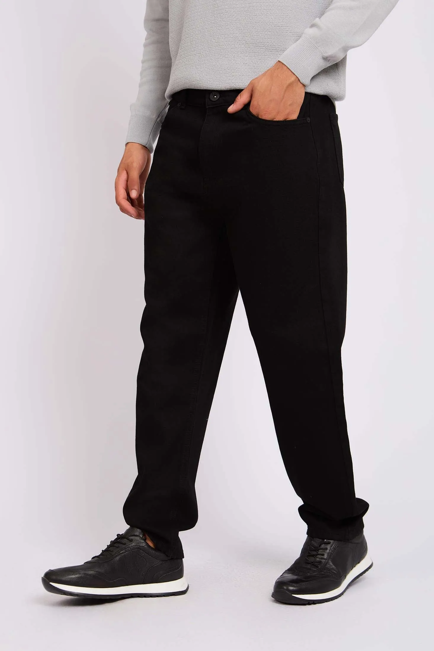 Men Relaxed Fit Denim Pant Black